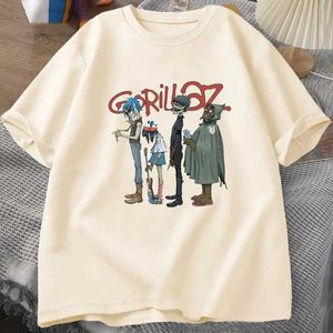 Męski T-shirts zespół muzyczny Gorillaz Punk Rock T-shirt męskie lato 90. O bawełniane z krótkim rękawem odzież Y2K Q240515