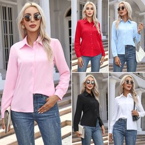 2024 European and American New Women's Fashion Casual Long Sleeve Button-Up Shirt Effortlessly Chic Street Style AST66018