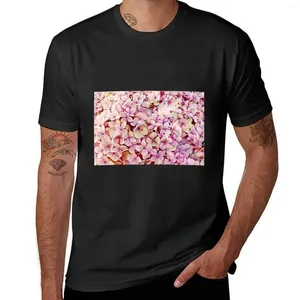 Polos da uomo Modelli di fiori rosa e bianchi motivi floreali vintage.Top t-shirt neri magliette grafiche da uomo alte