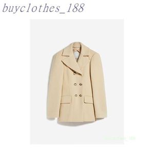 Casaco de trincheira de comprimento médio feminino Maxmaras Wool Blend Coat Italian Brand Italian Luxury Casat de alta qualidade Cashmere Coat SSV7