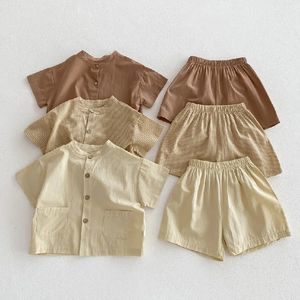 SET CHIEDRENS SET SEMPIO SIMPARE SOLID SOLID SHITTH SHIRT SHORTS SHORTS SHORTS Girls 240515