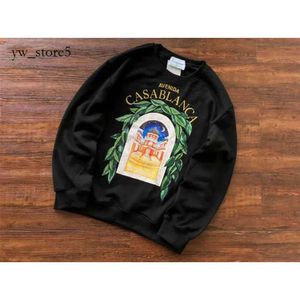 Casa Blanca Hoodie Üst Seviye Versiyon Kalesi Baskı Sweatshirts Kazabaş Erkek Kadın Siyah Beyaz Terry Crewneck Casablancas Casa Uzun Kollu Hoodie