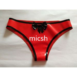 Fetisjens specialerbjudande Latex Sexig gummi röd triangel shorts med båge 0,45 mm cosplay manuell anpassning