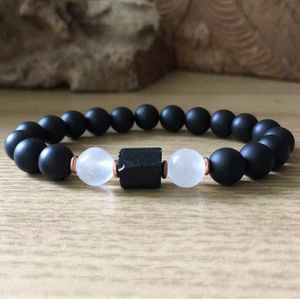 MG2134 8 mm Selenite Raw Black Tourmaline Bracelet feminino Gemos Pedros de Proteção de Energia com Contas Mala