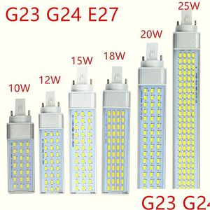 LED ampuller G23 G24 E27 BBS 10W 12W 15W 18W 20W 25W SMD5730 Işıklar 85-265V Spotlight 180 Derece Tal Fiş Bırakma Dağıtım Tüpleri DH9ye