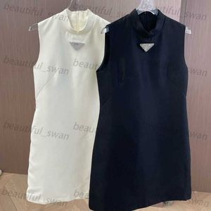 Designer casual dress New Chinese style stand up collar dress for spring and summer sleeveless triangle logo for high and slim body