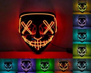 Halloween Horror Mask Cosplay Led Mask Light up EL Wire Scary Mask Glow In Dark Masque Festival Party Masks CYZ32343226809