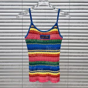 Tanques de malha de malha bordados singlets de luxo tampas de luxo tampas de verão salters de arco -íris casuais malhas diárias camisetas