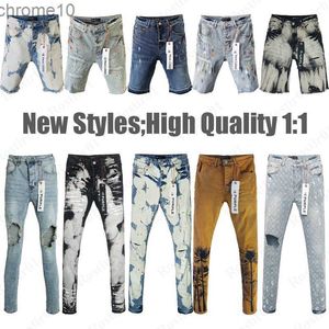 Ksubi Jeans Designer Herrenvolette Jeans riss gerade regelmäßig gewaschene alte, lange schwarze, stapelte lila Shorts P3DA