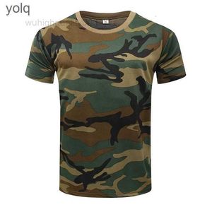 Camisetas masculinas homens homens casuais mangas curtas táticas táticas táticas de camiseta de camuflagem rápida seca de ginástica ao ar livre camisetas de carga de carga de carga masculina roupa masculina