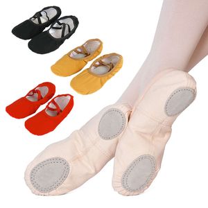 Girls Canvas Soft Elastic Ballet No Lacing Slipper Children Practise Ballerina Multi Colors Dance Shoes L2405 L2405