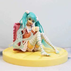 Figure di giocattolo d'azione 13 cm Figura anime Base gialla seduta ragazza Action figura pvc Modello di collezione ornament regali di compleanno Y240516