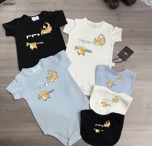 Top Recém-nascido Suje de Jumpsuits Designer Roupas Tamanho 59-90 Terno Rastreador de Baby Creando de Algodão Infantil Bodys de manga curta e cachecol 24Feb20