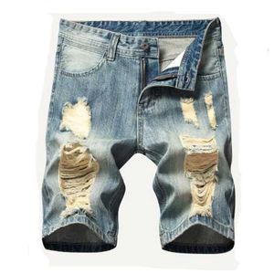 Men's Shorts 2024 Summer New Mens Ripped Short Jeans Brand ClothBermuda Cotton Casual Shorts Breathable Denim Shorts Male Size 28-40 J240510