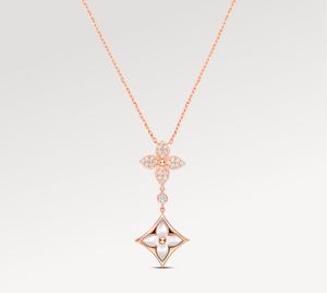 With Box Designer necklace woman Classic Luxury necklaces diamond flower pendant womens Necklaces rose Gold Letter Pendant fanshion jewelry