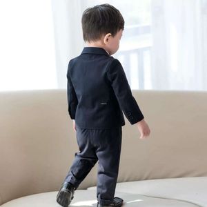 Kids 1 Black Birthday Dress Baby Boys New Year Photograph Suit Children Wedding Performance Piano Party Blazer Tuxedo Wear