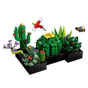 BLOCOS 590 Plantas suculentas Casé -cama Bloco de edifícios Conjunto de flores Cacto de flores Modelo