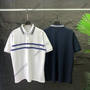 Мужчина -дизайнерская футболка футболка 24SS Mens Letter Polo Polo с коротким рукавом повседневная хлопковая полоса