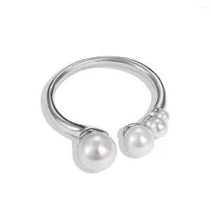 Clusterringe S925 Sterling Silber Ring mit Frauenperlen Einfach und einfach exquisite, vielseitig einzigartig modisch