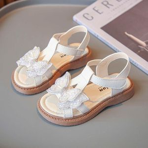 Småbarn Sweet T-rem Bowknot Beach Shoes Kids Princess 6-15 år Flats Summer Baby Sandals for Girls L2405