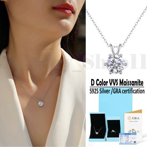 Moissanite Necklace Women's Diamond Necklace passerade GRA Diamond Test 925 Silver 18K Gold Engagement Necklace Moissanite Women's Chain Gift Box and Certificate