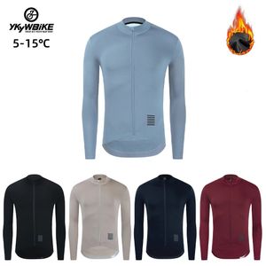 Ykywbike Winter Cycling Jersey Mens Thermal Fleece Bicycle Clothing Mtb Lång ärm varma toppar Road Bike Jacket 240515