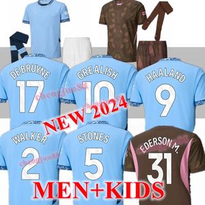 24 25 Haaland Soccer Jerseys Grealish Sterling Mans Cities Mahrez 2024 Fans Version Gk Kit de Bruyne Foden Football Shirt Kits Mostific