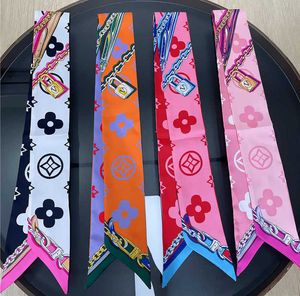 Scarpa di seta designer per donne sciarpe camicia abbinata Sciarpa di seta vintage piccola striscia sottile e stretta decorativa a sciarpa per capelli legata Long Silk