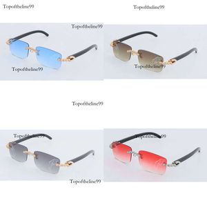 Moissanit Diamond Randless Sonnenbrille Schwarze Büffelhorn Männer Linsen Gläser große Steine große Brille Original Edition Edition