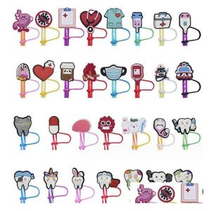 Dricker Straws Cartoon Doctor Tool Sts Toppers Cap Party Decoration Charms PVC Drink Protection Er Drop Delivery DHVSK