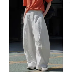 Calça feminina Louvre Summer Japanese neutro arejado curvo calça larga as pernas largas são soltas e finas casuais para mulheres