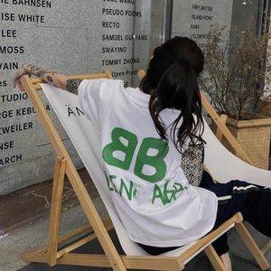 Women and men logo letters short sleeve loose cotton fabric green printing designer summer T-shirt MLXLXXL3XL4XL