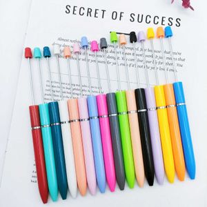 Slender Resin Beaded Pen Khaki Color Rotating Ballpoint Simple and Cute Diy