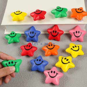 Decompression Toy 12 Colorful Mini Smiling Star PU Sponge Ball Pressure Reducing Ball Toys Childrens Birthday Party Discount Pinata Filling Goodie Bag B240515
