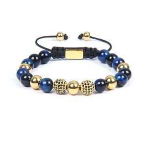 Pulseiras de charme moda moda preto cz bracelete homem presente cor natural jóias de pedra de pedra tigre
