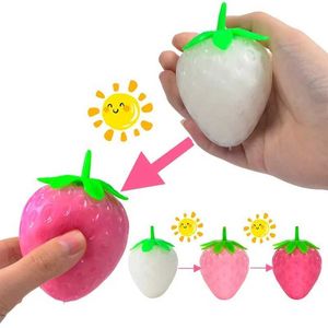 Dekompressionsleksakssimulerad färgbyte Strawberry Squirrel Childrens Anti Stress Relief Ball Fidget för äldre sensorisk autism H240516