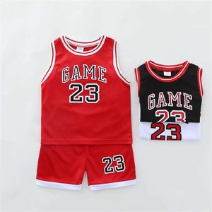 Set di abbigliamento 2 pezzi per bambini Summer Fashion Top Basketball Set di pantaloncini senza maniche per neonati set sportivo WX