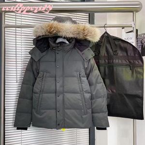 Designer maschile canadesi per maschi coyote pelliccia all'aperto wyndham windbreaker jassen esterno cappacciata fourrure manteau giù giacca cappotto piro