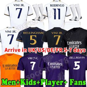 Bellingham 23/24 Maglie da calcio Vini Jr Mbappe Modric Fan Player 2023 2024 Shirt da calcio Real Madrids Rodrygo Camavinga Camisetas Men Kids