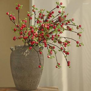 Dekorativa blommor Retro Artificial Flower Branch Jul Decoration Mini Apple Fruits Branches Fake Plant Diy Arrangement Home Decor