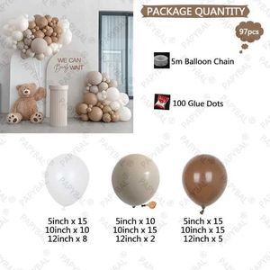 Party Balloons 97st White Brown Latex Balloon Arch Garland Kit Birthday Wedding Scene Decoration Brud Bakgrund Dekoration