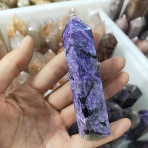 Decorative Figurines 1pc Natural Hand-carved Purple Dragonshard Point Crystal Wand Healing Stones Specimen Original Crystals And Minerals