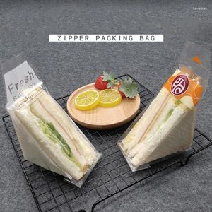 Aufbewahrungstaschen 100pcs Clear Bread Trigon Sandwiches Bag mit Bodenbackfutterpackung