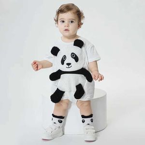 Rompers yenidoğan bebek giyim kız çocuk sıkı oturtma kawaii yaz tulum bebek karikatür panda seti yürümeye başlayan bebek bebek onesie oyun seti D240516