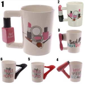 Canecas de cerâmica criativa Ferramentas de beleza Kit de beleza Especials esmalte Handle Tea Coffee Cup personalizada para mulheres Presente 240507