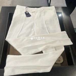 Men Pants Spring and Summer Lardini White Linen Casual Trouser