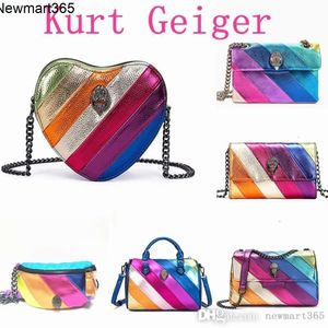 Kurt Geiger Handtasche Eagle Herz Regenbogenbeutel Luxurys Tasche Frauen Leder Geldbeutel Schulter Designer -Tasche Herren Käufer Crossbody Pink Clutch Travel Silber Kette Brustbeutel