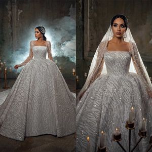 Abiti da sposa con paillettes scintillanti abiti da ballo da sposa da sposa da sposa a manica lunga un abito da sposa fatto su misura per la sposa vestido de nolia