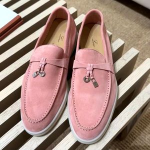 2024 New style Summer Womens Flat Heel Casual shoe Luxury loafers walkman suede Designer dress shoe moccasin Outdoor run shoe top quality mens sneakers Leather shoes