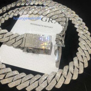 925 Sterling Silver Pendant Fashion Necklace Mens Miami Cuban Chain Moissanite 18K Hip Hop smycken halsband för kvinnor 20mm